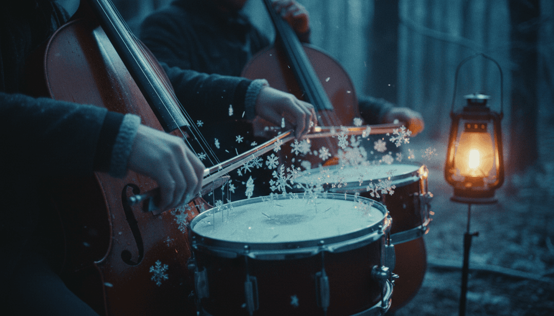 Représentation visuelle dynamique d'ondes sonores se transformant en paysages urbains monochromes dramatiques et en figures humaines expressives, reflétant la montée en puissance et la libération dans 'Creep'.