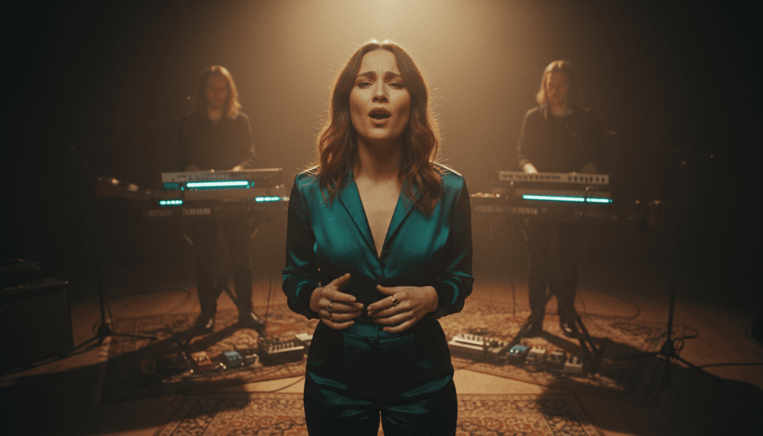 Imágenes que muestran un sendero brillante que se extiende hacia una noche estrellada, reflejando la melodía edificante de "Runaway (U & I)" generada por IA.