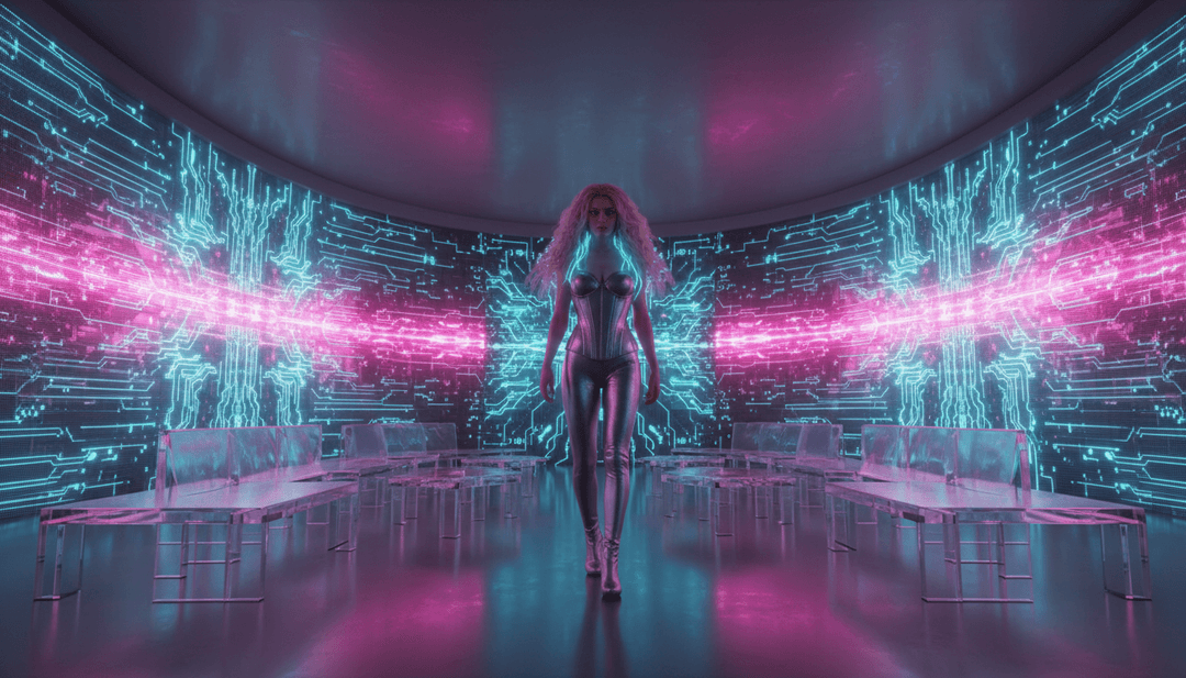 為 'Espresso' 製作的動態 AI 生成音樂影片場景,呈現充滿活力的城市風光和時尚舞者。