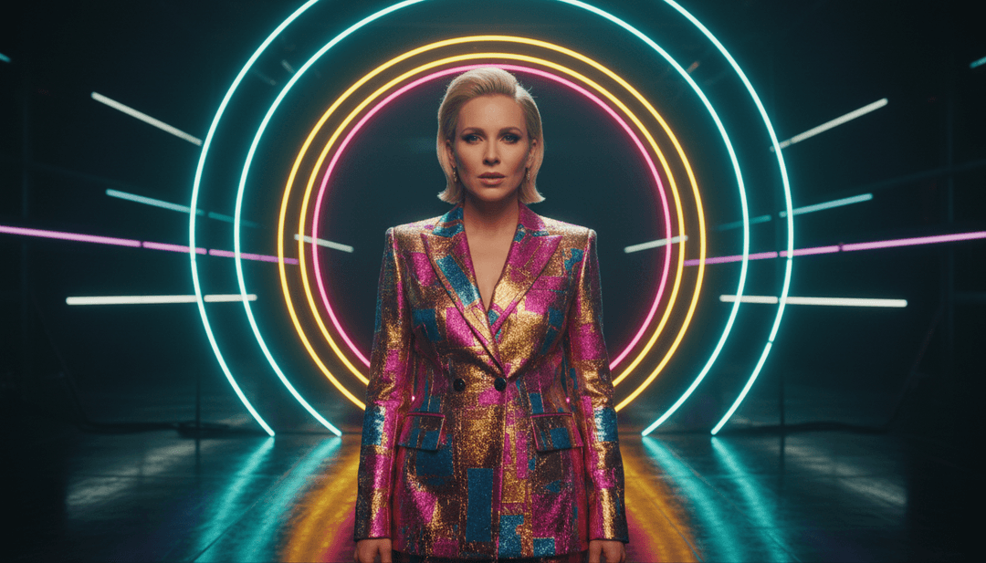 Cenas dinâmicas mostrando visuais sincronizados com os vocais de Natasha Bedingfield e as batidas eletrônicas de Badger, convertendo um vídeo MP3 para MP4 para 'These Words'.