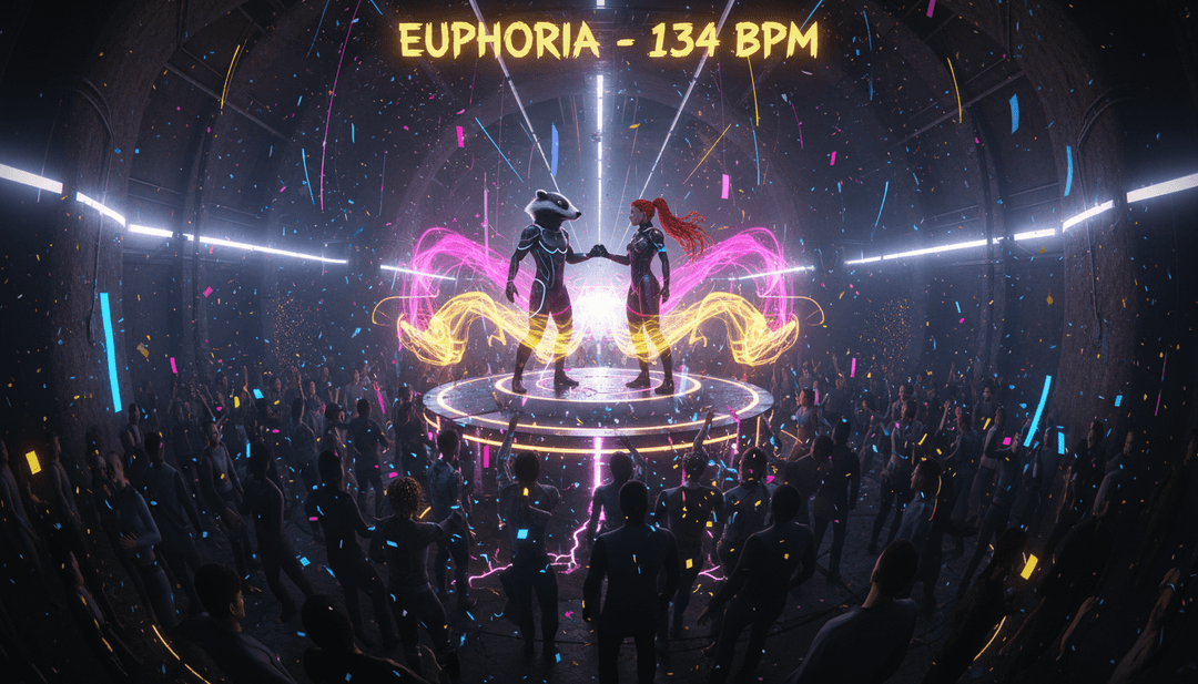 Um quadro de clipe de música finalizado e estilizado para 'These Words' com a interface do Freebeat.ai ao fundo, convidando os usuários a experimentar o gerador.