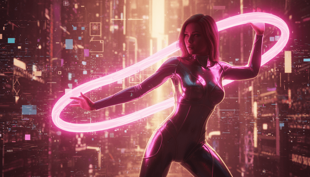 A final, polished AI-generated music video for Kesha's 'Blow' playing on a screen, showcasing vibrant visuals and perfectly synced lyrics.