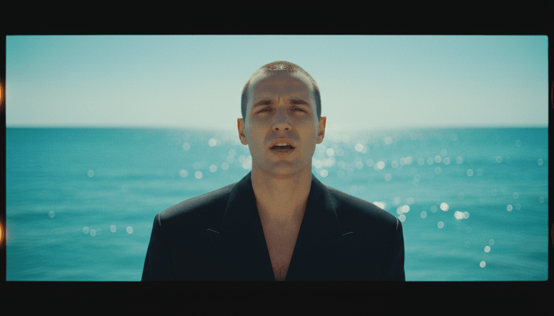 Visuelle Darstellung von Schallwellen, die sich in ätherische Lichtpartikel verwandeln, symbolisch für die kreative Übersetzung der KI.