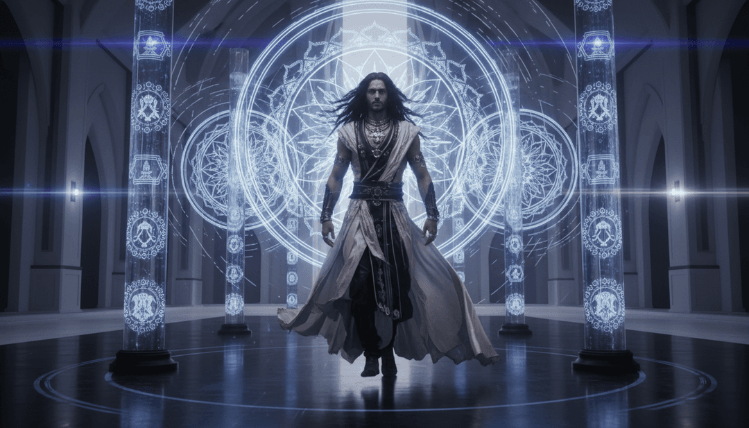 Eine abstrakte Darstellung von KI, die die Schallwellen und lyrischen Themen von 24kGoldns 'Next Life' analysiert und Indie-Pop- und Folk-Elemente miteinander verbindet.