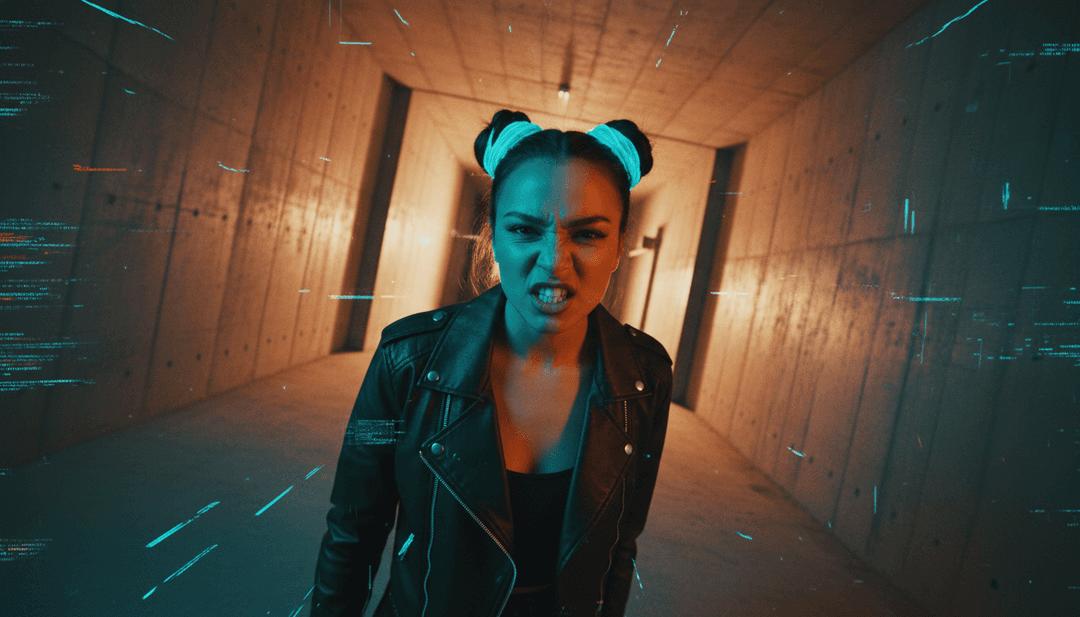 Visualizador dinámico que muestra ondas sonoras transformándose en senderos de luz brillante y paisajes urbanos abstractos, sincronizándose con el ritmo de "WAITING."