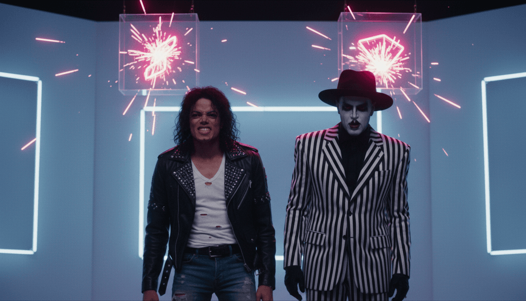 "Haypa" 뮤직 비디오 생성을 위해 AI가 해석한, 일렉트로닉 음악 주파수와 댄스팝 에너지의 화려하고 추상적인 표현.