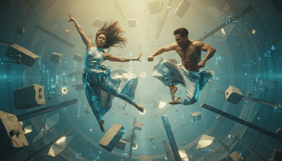 "Haypa" 제목과 아티스트 이름인 MJ Magno, M.M. Magno를 표시하며 눈부신 AI 생성 시각 효과로 둘러싸인 생생하고 고화질의 뮤직 비디오 프레임, 가사 다운로드 준비 완료.