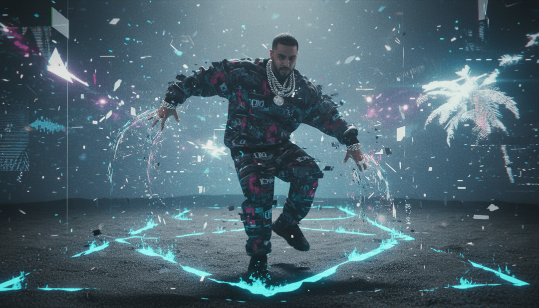 힙합 뮤직 비디오를 구상하기 위해 SMB (w/ Hongjoong of ATEEZ)의 음파와 가사를 분석하는 AI.