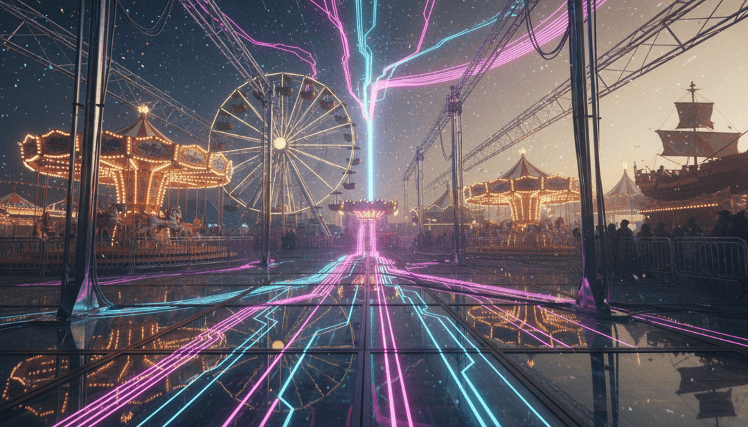 A celebratory screenshot from the finished AI music video for "Un'altra volta," showcasing Joezzly's vibrant aesthetic fused with dynamic, AI-generated visual effects, inviting users to create their own.