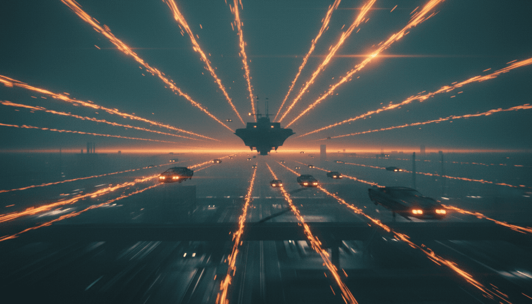 Dynamic visuals synchronized with Mastodon's Blood and Thunder, showing a guitar solo morphing into a leviathan's roar and drum beats creating tidal waves.