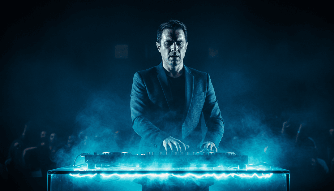 Abstract visuals representing sound waves and Brazilian dance energy, pulsating with color, reflecting Chamone's 'Alma'.