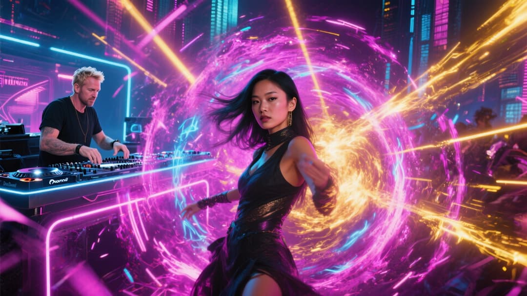 Utente che crea il proprio video musicale generato dall'AI