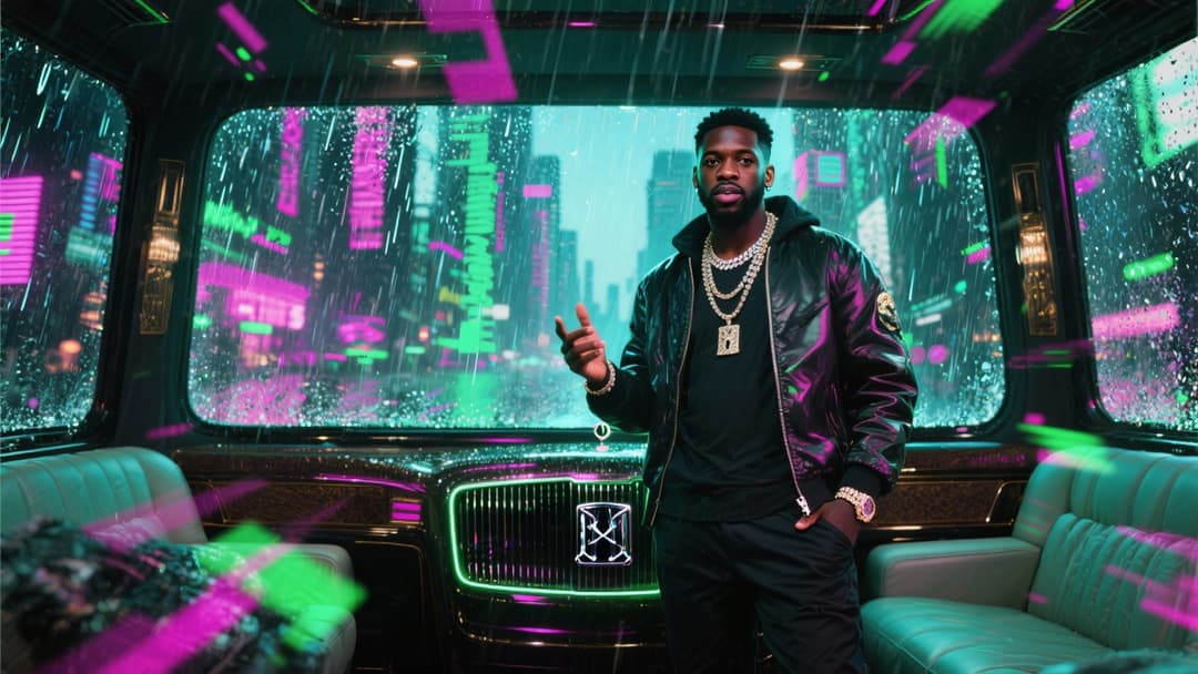 हिप हॉप बीट्स का जीवंत दृश्यों के साथ दृश्य प्रतिनिधित्व