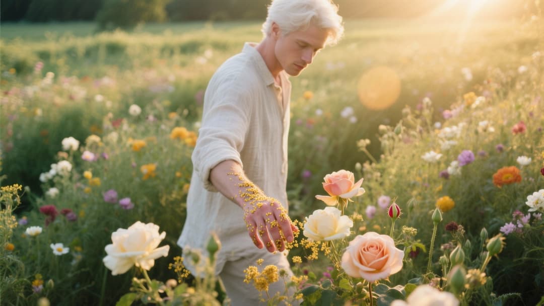 Escenas visuales que representan el viaje lírico de 'pollen'.
