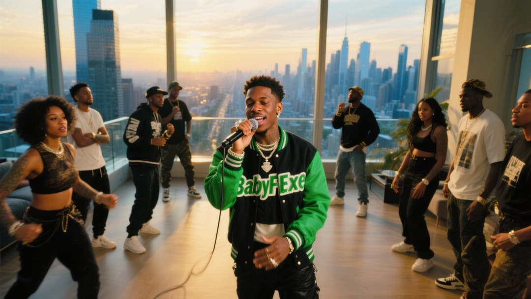 AI che crea scene visive dai ritmi di 'Real Flex'.